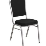 Padded silver and black stacking chair